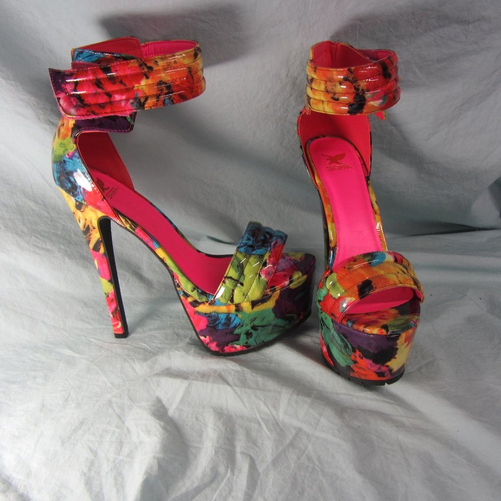 SALE* Shiekh colorful REED platform sandal heels sz 9.5 (w2027)